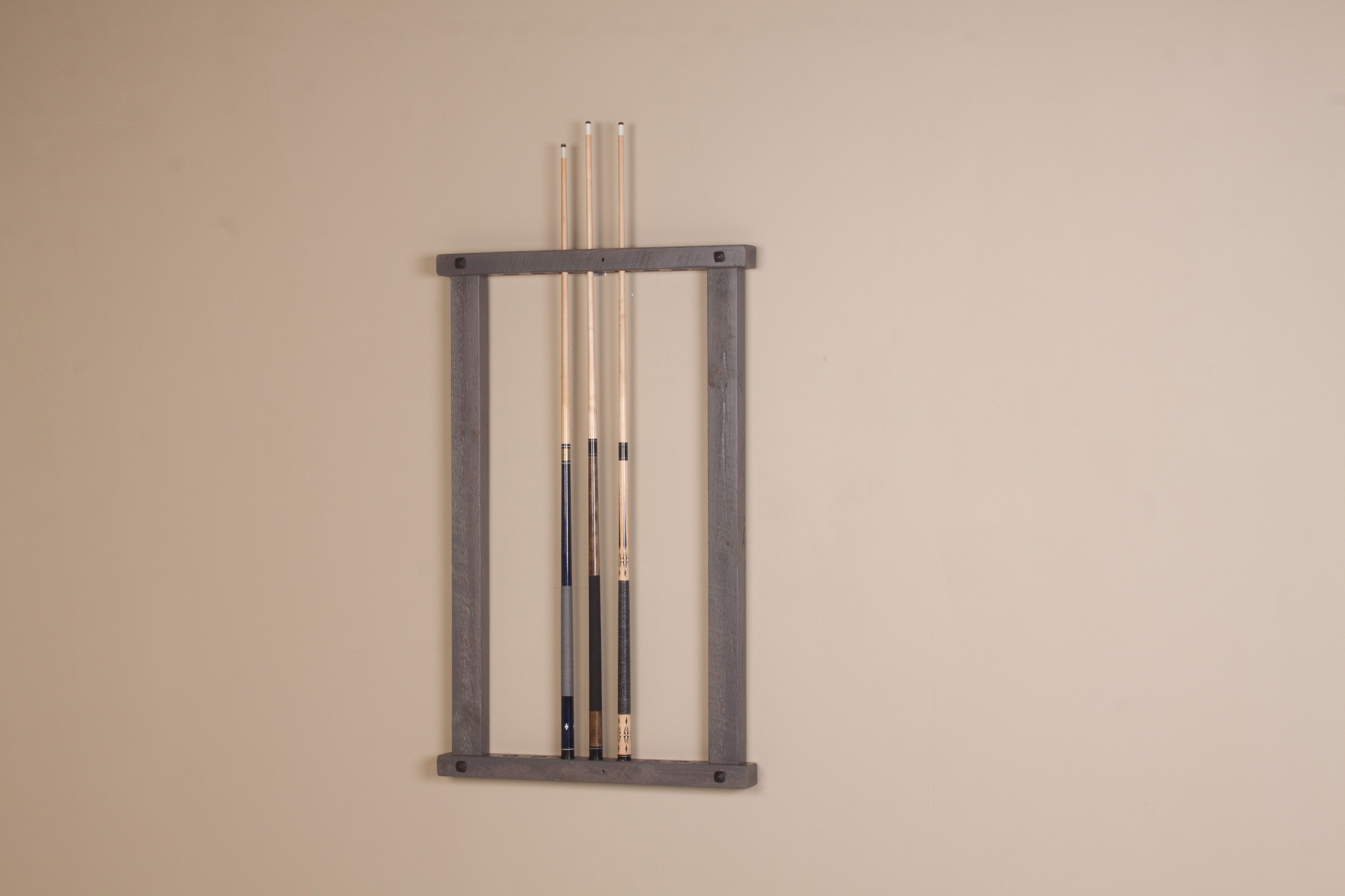 Viking Log Barnwood Wall Framed Cue Rack —Weathered Grey Finish