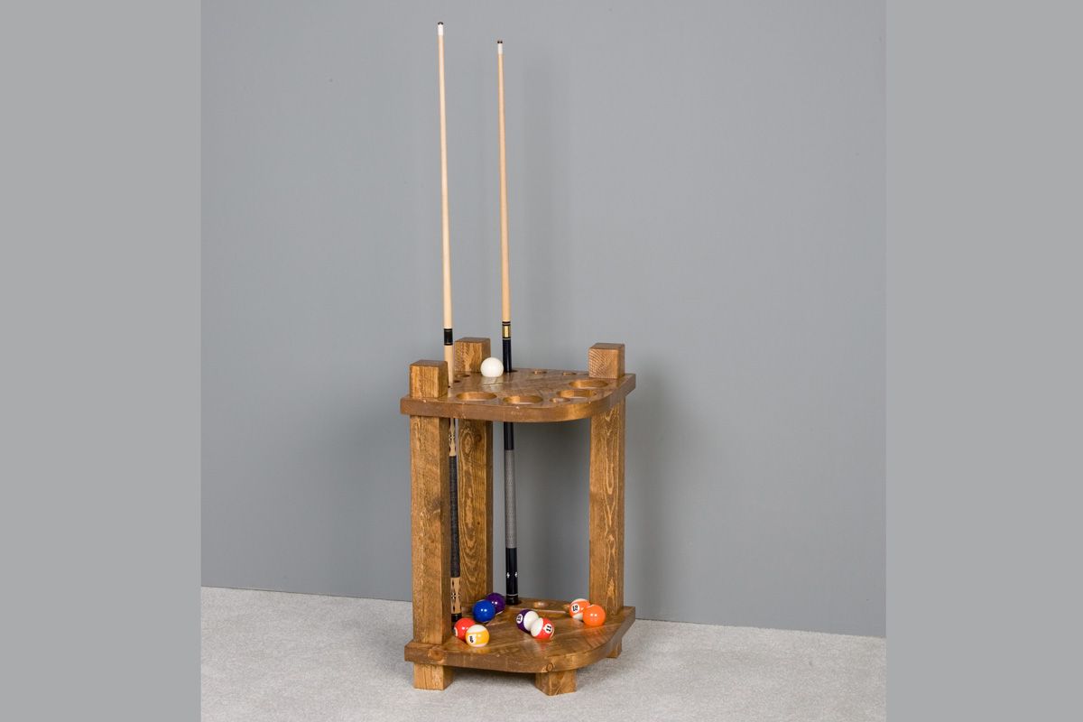 Viking Log Barnwood Corner Cue Rack Honey Pine Finish