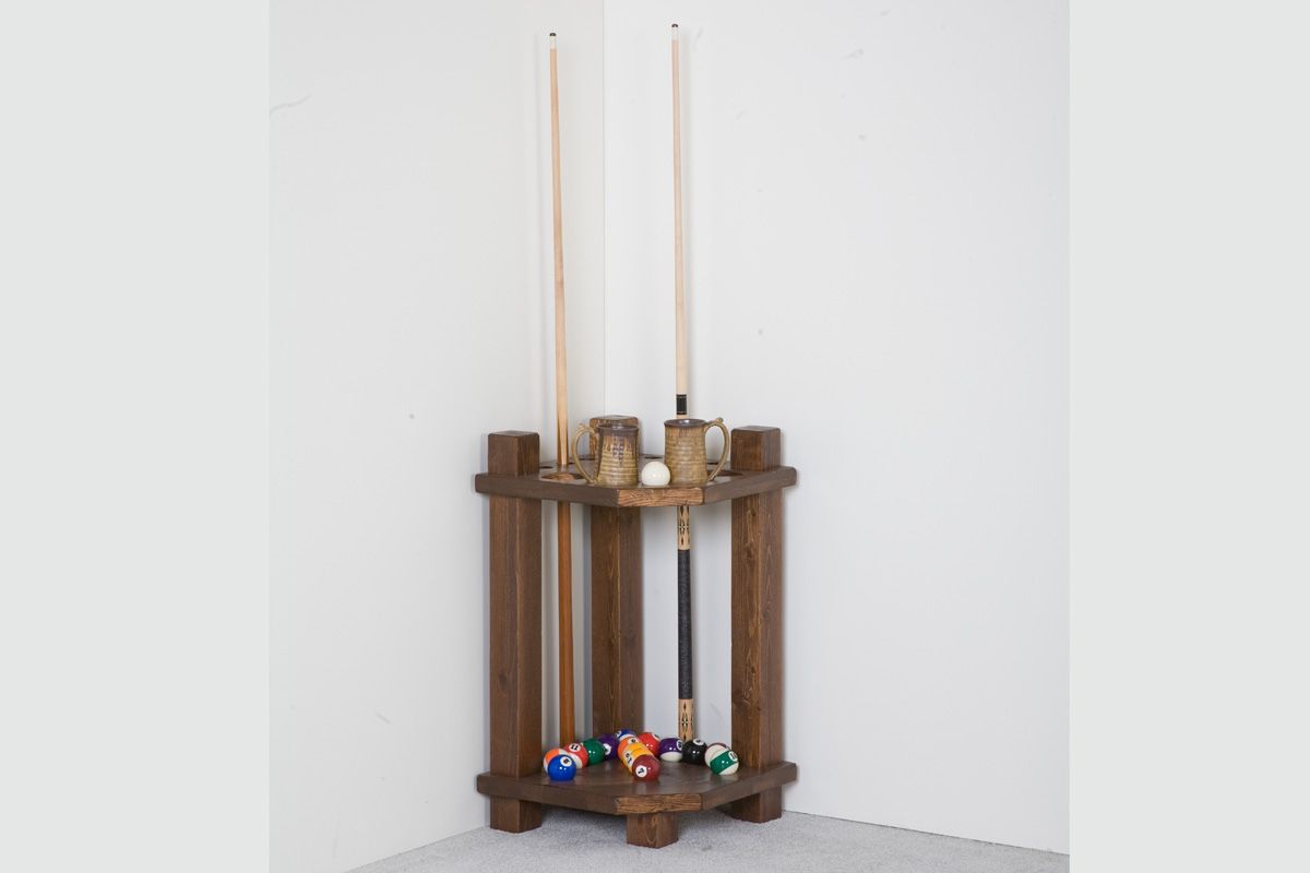 Viking Log Barnwood Corner Cue Rack Dark Antique Finish