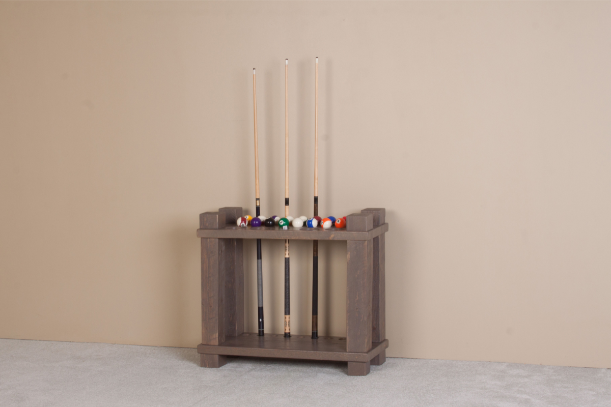 Viking Log Barnwood Floor Cue Rack Weathered Grey Finish
